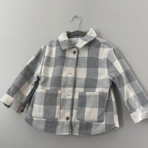 Girls Gray & White Peacoat – Size 3T, Great Condition